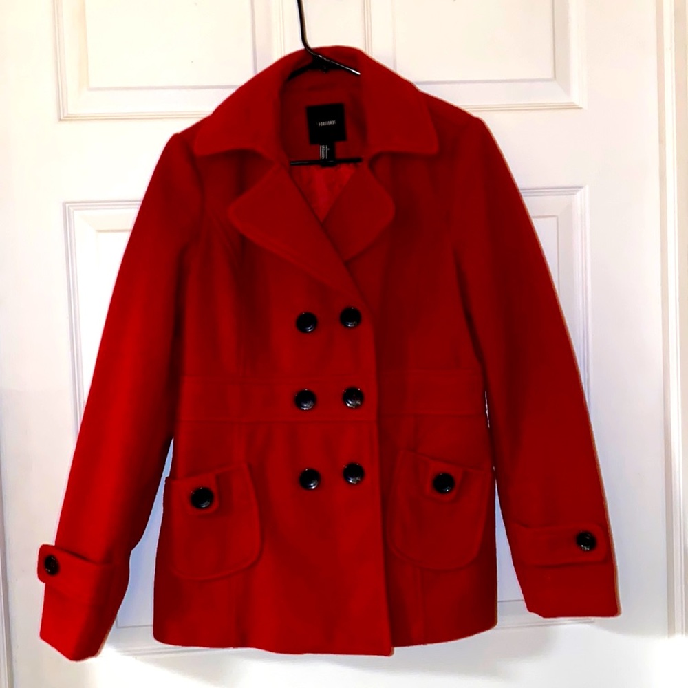 Red pea coat